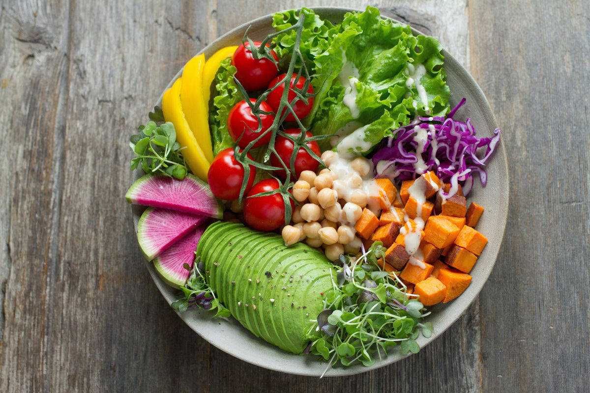 plate of fresh ingredients for a salad