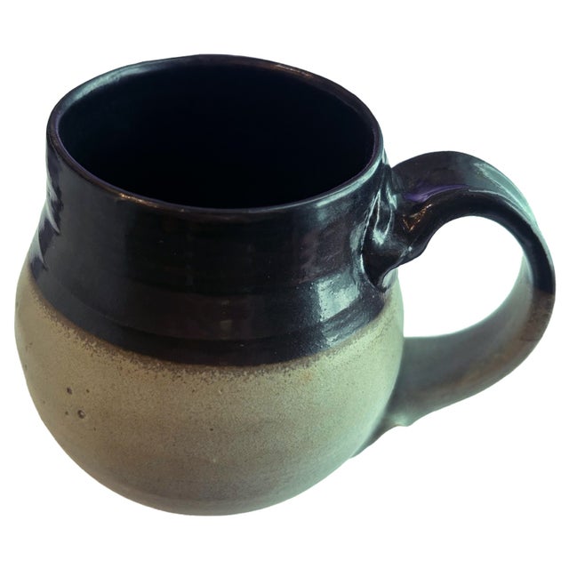 Black and grey medium pot-belly mug handmade for EnVision Gallery & Gifts, Mayne Island