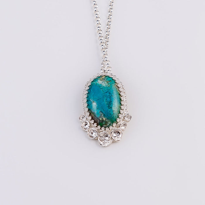 Sterling silver chrysocolla pendant necklace by Purple Butterfly Studios
