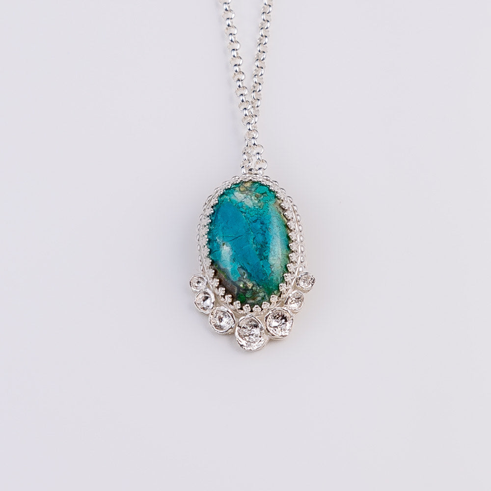 Sterling silver chrysocolla pendant necklace by Purple Butterfly Studios