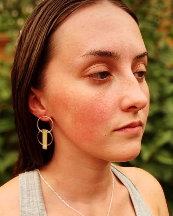 Doube Circle with bar stud earrings by purple butterfly