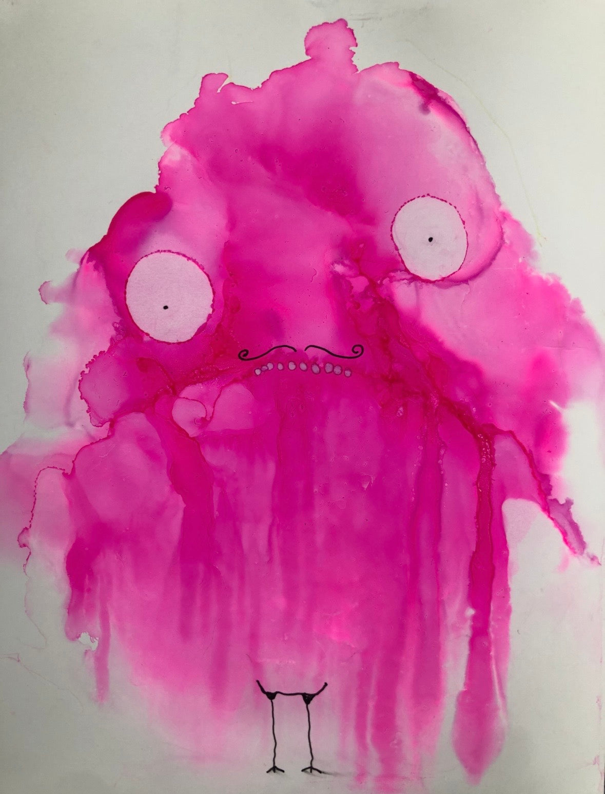 Stanley, a magenta alcohol ink character painting by Cole Carter