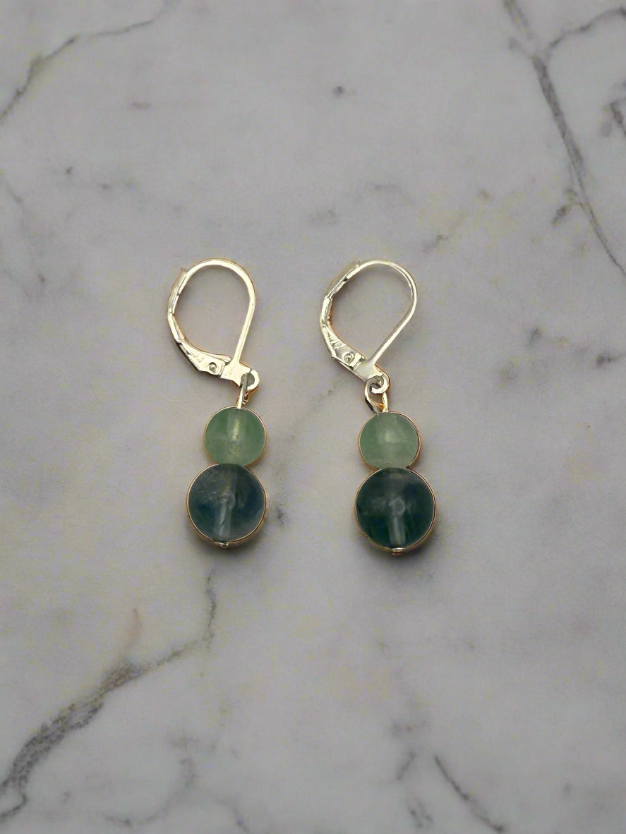 Fluorite crystal earrings on sterling silver hooks by Krylo Crystal Creations