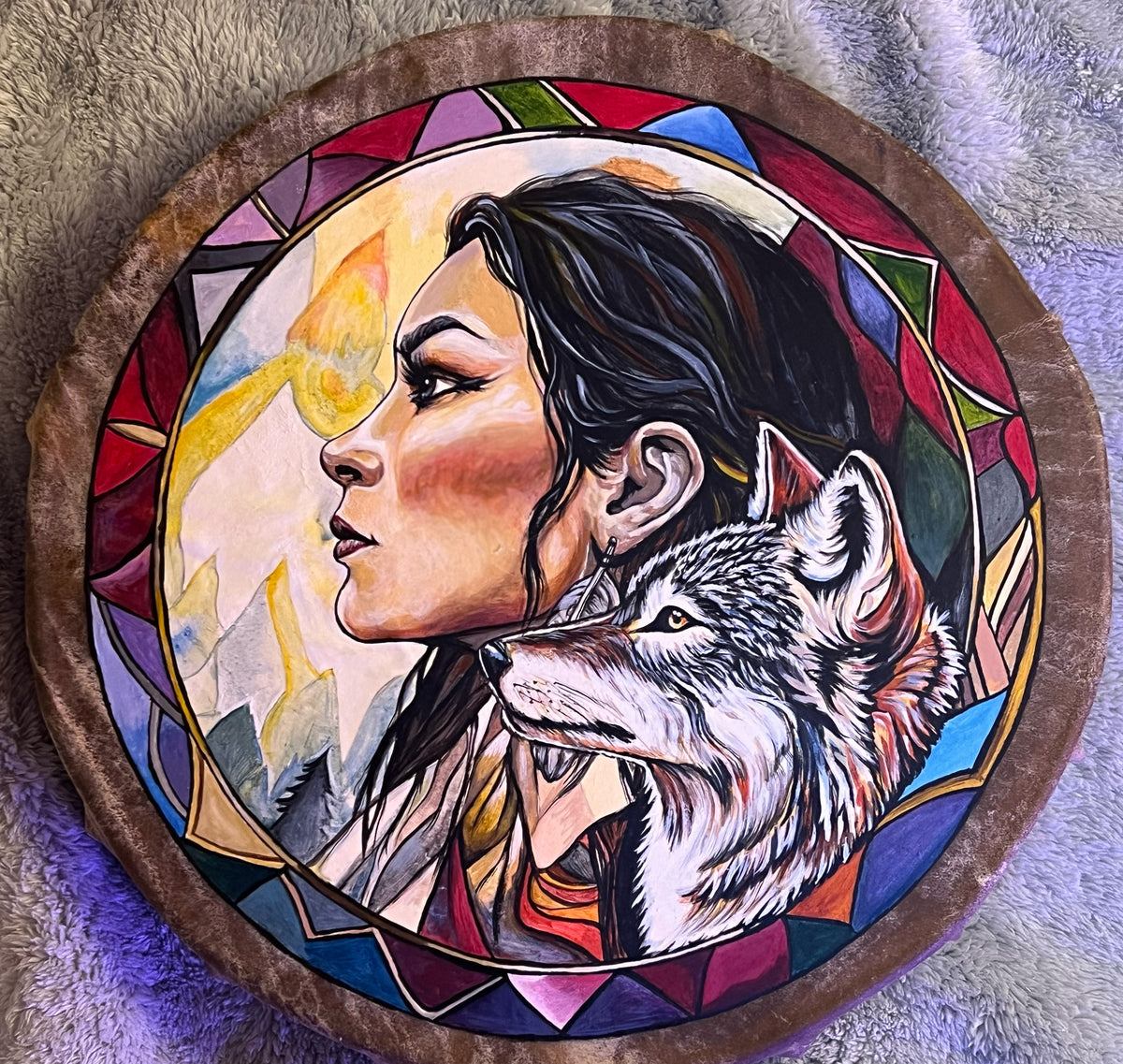 Handmade ceremonial drum by The Healing Place, Mayne Island