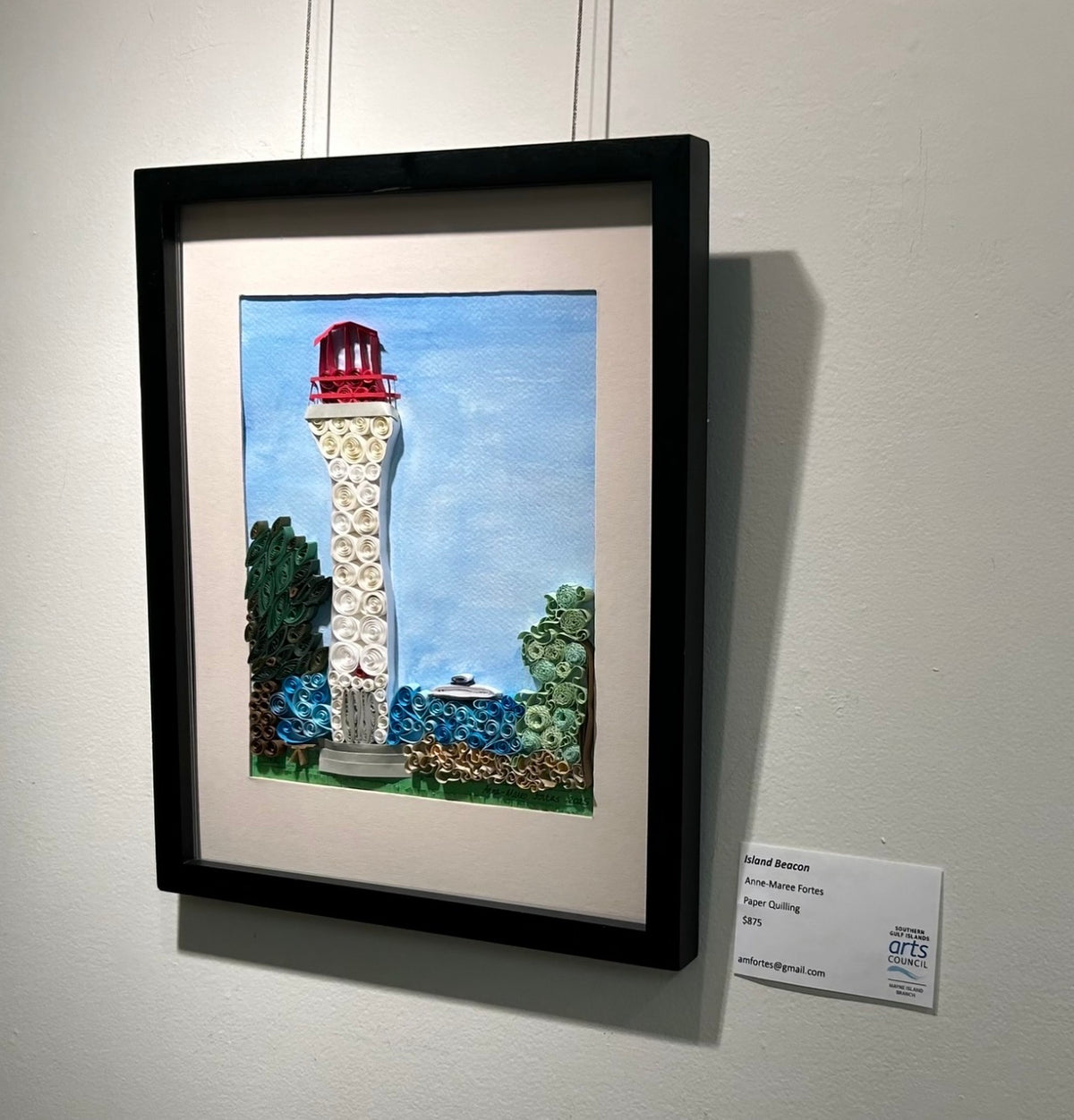 Island Beacon, a quilled paper lighthouse by Anne-Maree Fortes